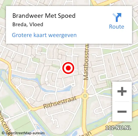 Locatie op kaart van de 112 melding: Brandweer Met Spoed Naar Breda, Vloed op 2 december 2023 16:00