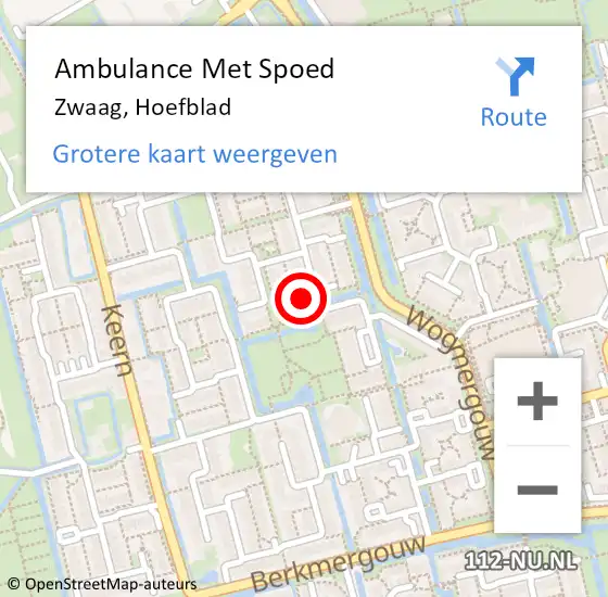 Locatie op kaart van de 112 melding: Ambulance Met Spoed Naar Zwaag, Hoefblad op 2 december 2023 16:16