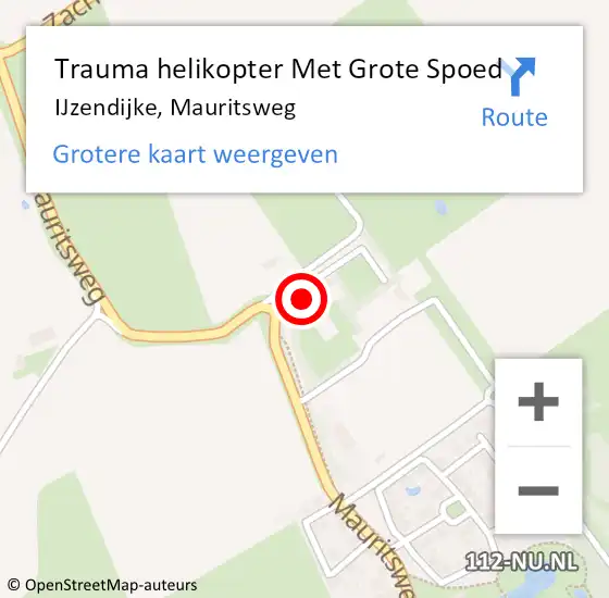 Locatie op kaart van de 112 melding: Trauma helikopter Met Grote Spoed Naar IJzendijke, Mauritsweg op 2 december 2023 16:29