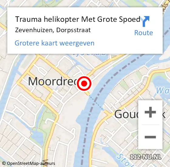 Locatie op kaart van de 112 melding: Trauma helikopter Met Grote Spoed Naar Zevenhuizen, Dorpsstraat op 2 december 2023 17:02