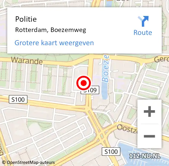 Locatie op kaart van de 112 melding: Politie Rotterdam, Boezemweg op 2 december 2023 17:37
