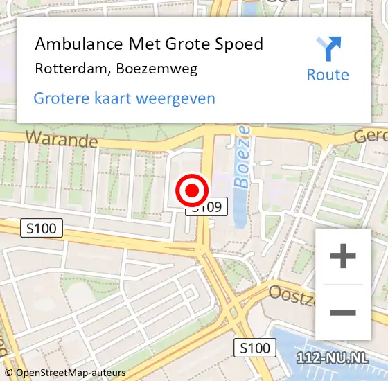 Locatie op kaart van de 112 melding: Ambulance Met Grote Spoed Naar Rotterdam, Boezemweg op 2 december 2023 17:37