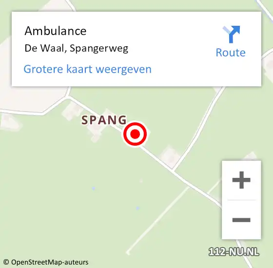 Locatie op kaart van de 112 melding: Ambulance De Waal, Spangerweg op 2 december 2023 18:13