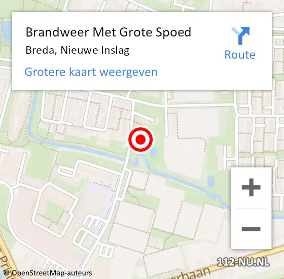 Locatie op kaart van de 112 melding: Brandweer Met Grote Spoed Naar Breda, Nieuwe Inslag op 2 december 2023 19:23