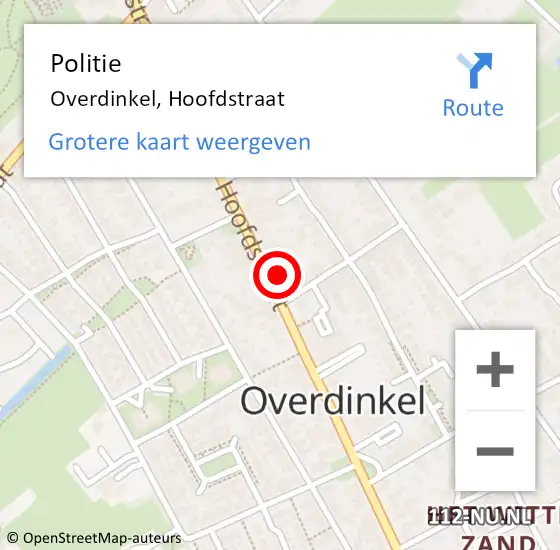 Locatie op kaart van de 112 melding: Politie Overdinkel, Hoofdstraat op 2 december 2023 19:26