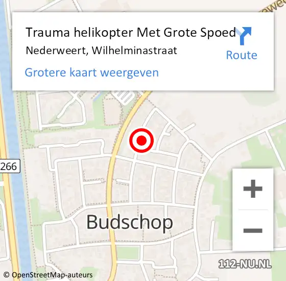 Locatie op kaart van de 112 melding: Trauma helikopter Met Grote Spoed Naar Nederweert, Wilhelminastraat op 2 december 2023 19:33