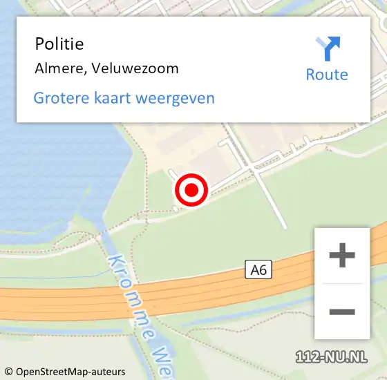 Locatie op kaart van de 112 melding: Politie Almere, Veluwezoom op 2 december 2023 21:17