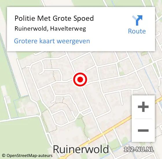 Locatie op kaart van de 112 melding: Politie Met Grote Spoed Naar Ruinerwold, Havelterweg op 2 december 2023 22:30