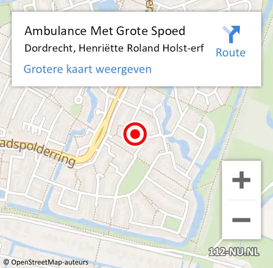 Locatie op kaart van de 112 melding: Ambulance Met Grote Spoed Naar Dordrecht, Henriëtte Roland Holst-erf op 3 december 2023 00:29