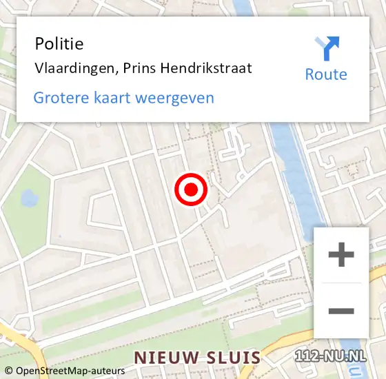 Locatie op kaart van de 112 melding: Politie Vlaardingen, Prins Hendrikstraat op 3 december 2023 01:49