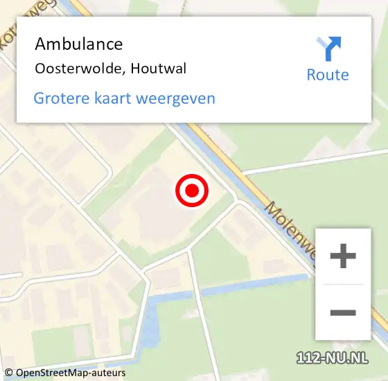 Locatie op kaart van de 112 melding: Ambulance Oosterwolde, Houtwal op 3 december 2023 02:47