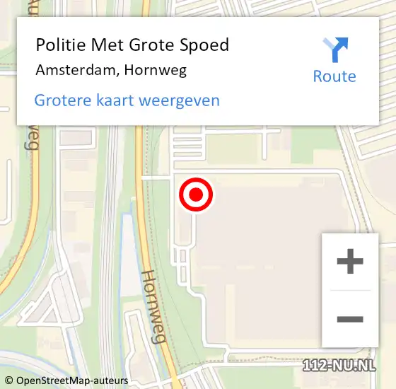 Locatie op kaart van de 112 melding: Politie Met Grote Spoed Naar Amsterdam, Hornweg op 3 december 2023 04:05
