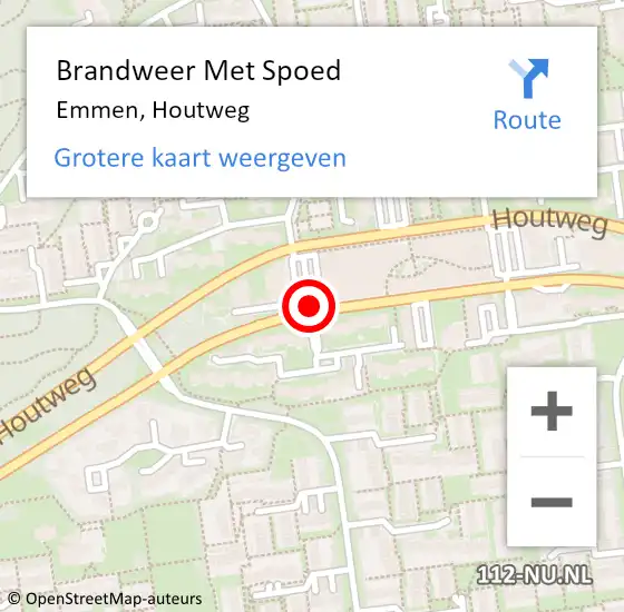 Locatie op kaart van de 112 melding: Brandweer Met Spoed Naar Emmen, Houtweg op 3 december 2023 05:28