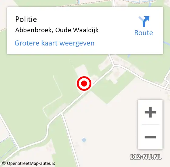 Locatie op kaart van de 112 melding: Politie Abbenbroek, Oude Waaldijk op 3 december 2023 09:23