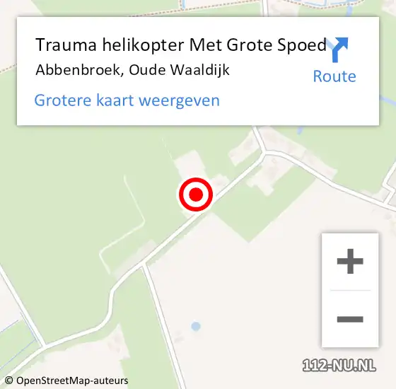Locatie op kaart van de 112 melding: Trauma helikopter Met Grote Spoed Naar Abbenbroek, Oude Waaldijk op 3 december 2023 09:24