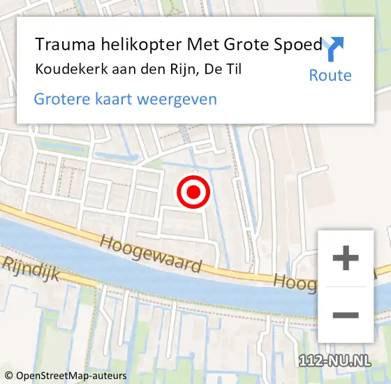 Locatie op kaart van de 112 melding: Trauma helikopter Met Grote Spoed Naar Koudekerk aan den Rijn, De Til op 3 december 2023 11:15