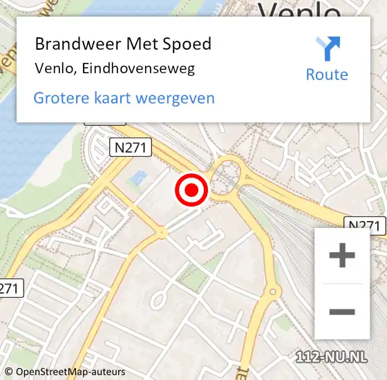 Locatie op kaart van de 112 melding: Brandweer Met Spoed Naar Venlo, Eindhovenseweg op 3 december 2023 13:44
