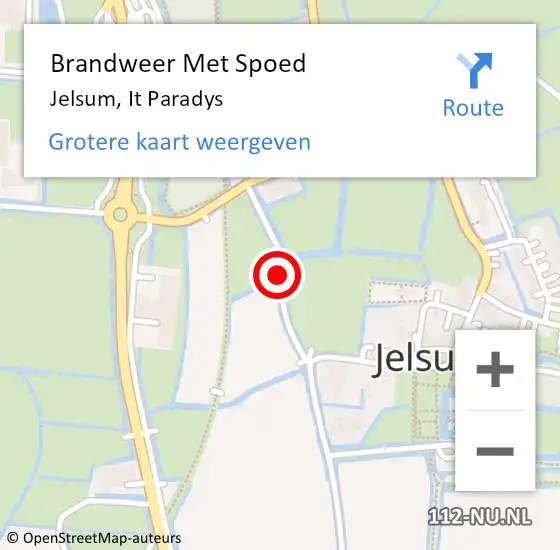 Locatie op kaart van de 112 melding: Brandweer Met Spoed Naar Jelsum, It Paradys op 3 december 2023 13:50