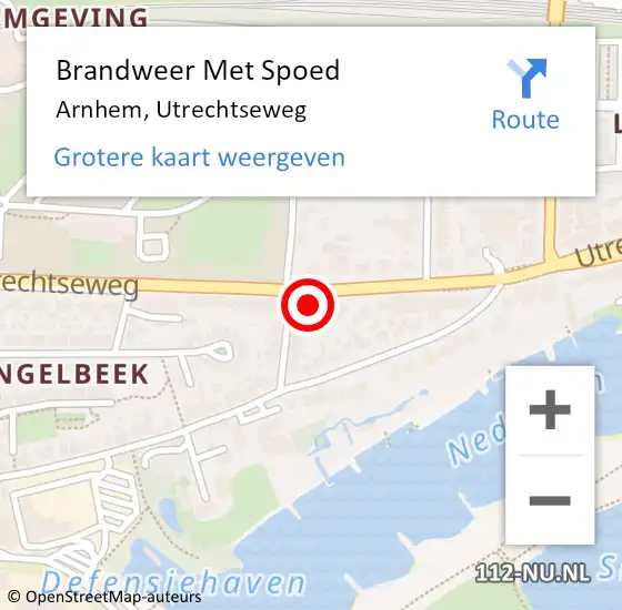 Locatie op kaart van de 112 melding: Brandweer Met Spoed Naar Arnhem, Utrechtseweg op 3 december 2023 14:02