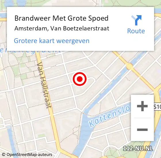 Locatie op kaart van de 112 melding: Brandweer Met Grote Spoed Naar Amsterdam, Van Boetzelaerstraat op 3 december 2023 14:31
