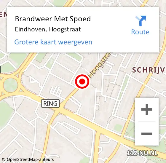 Locatie op kaart van de 112 melding: Brandweer Met Spoed Naar Eindhoven, Hoogstraat op 3 december 2023 16:05