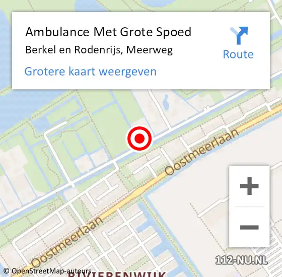 Locatie op kaart van de 112 melding: Ambulance Met Grote Spoed Naar Berkel en Rodenrijs, Meerweg op 3 december 2023 16:37