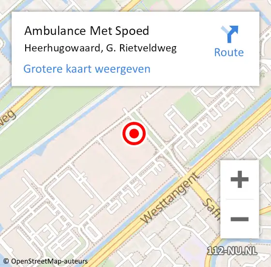 Locatie op kaart van de 112 melding: Ambulance Met Spoed Naar Heerhugowaard, G. Rietveldweg op 3 december 2023 16:42
