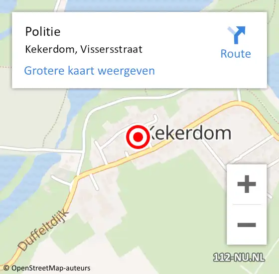 Locatie op kaart van de 112 melding: Politie Kekerdom, Vissersstraat op 3 december 2023 17:05