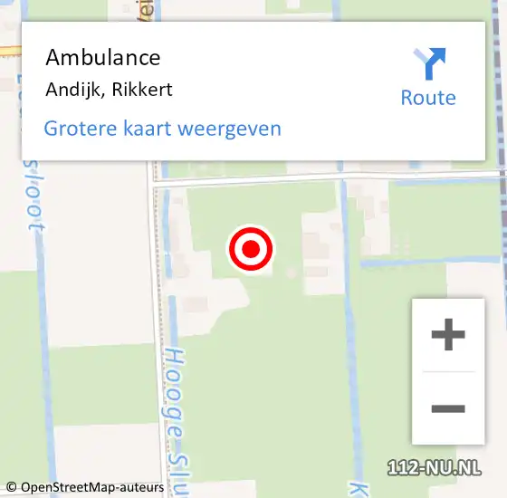 Locatie op kaart van de 112 melding: Ambulance Andijk, Rikkert op 3 december 2023 17:15