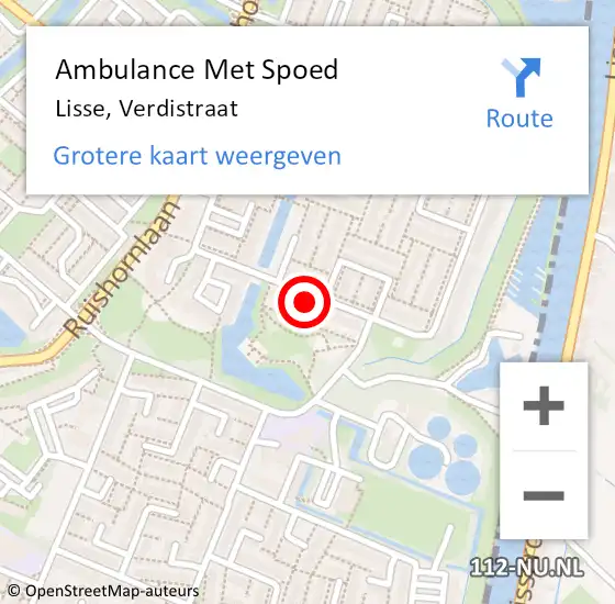 Locatie op kaart van de 112 melding: Ambulance Met Spoed Naar Lisse, Verdistraat op 3 december 2023 17:52