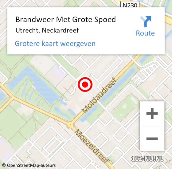 Locatie op kaart van de 112 melding: Brandweer Met Grote Spoed Naar Utrecht, Neckardreef op 3 december 2023 18:10