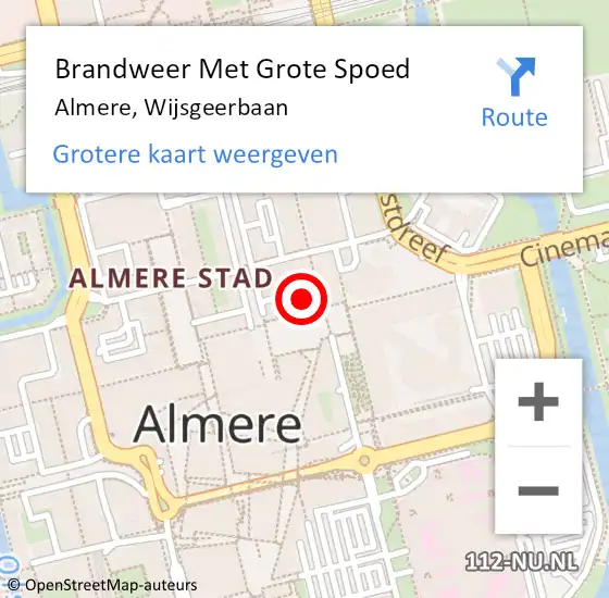 Locatie op kaart van de 112 melding: Brandweer Met Grote Spoed Naar Almere, Wijsgeerbaan op 3 december 2023 18:28