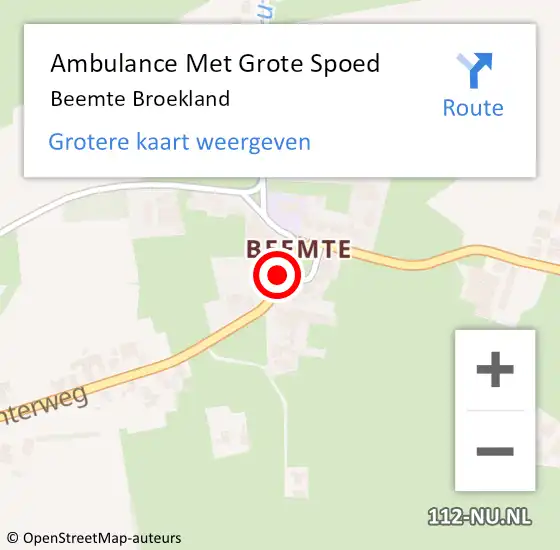 Locatie op kaart van de 112 melding: Ambulance Met Grote Spoed Naar Beemte Broekland op 3 december 2023 18:41