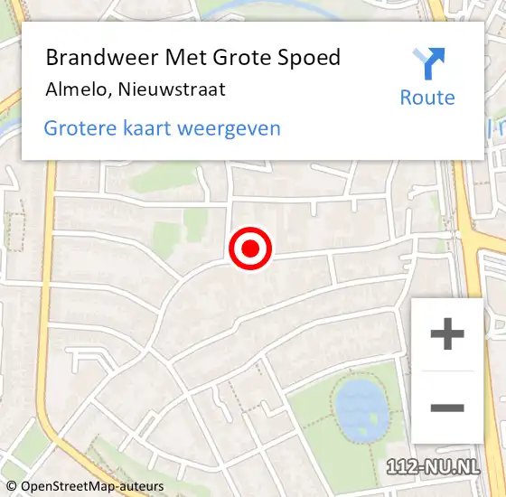 Locatie op kaart van de 112 melding: Brandweer Met Grote Spoed Naar Almelo, Nieuwstraat op 3 december 2023 19:17
