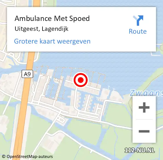 Locatie op kaart van de 112 melding: Ambulance Met Spoed Naar Uitgeest, Lagendijk op 3 december 2023 19:45