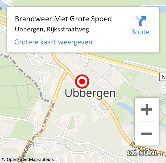 Locatie op kaart van de 112 melding: Brandweer Met Grote Spoed Naar Ubbergen, Rijksstraatweg op 3 december 2023 20:18