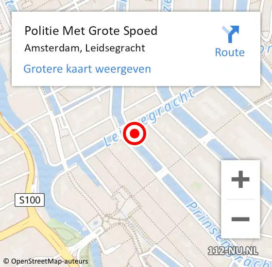 Locatie op kaart van de 112 melding: Politie Met Grote Spoed Naar Amsterdam, Leidsegracht op 3 december 2023 20:40