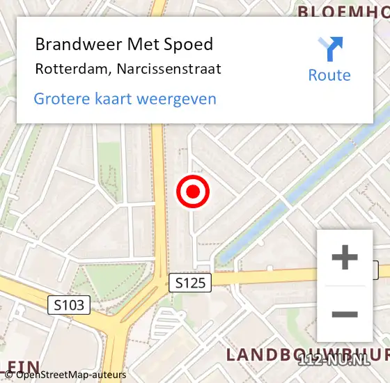 Locatie op kaart van de 112 melding: Brandweer Met Spoed Naar Rotterdam, Narcissenstraat op 3 december 2023 21:29
