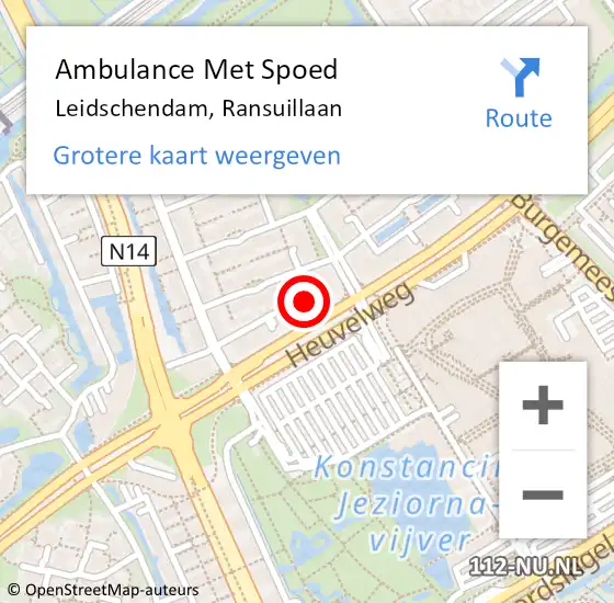 Locatie op kaart van de 112 melding: Ambulance Met Spoed Naar Leidschendam, Ransuillaan op 4 december 2023 00:04