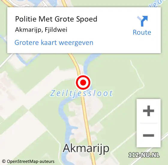 Locatie op kaart van de 112 melding: Politie Met Grote Spoed Naar Akmarijp, Fjildwei op 4 december 2023 00:17