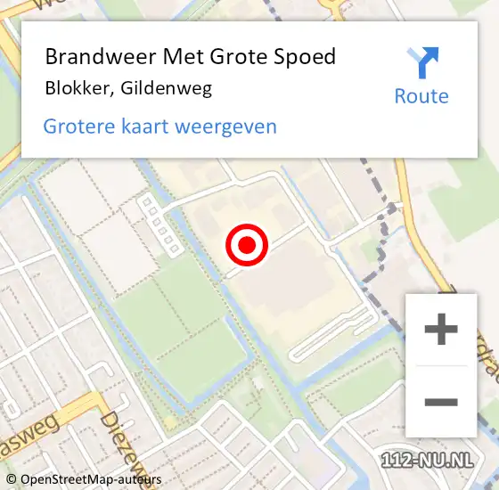 Locatie op kaart van de 112 melding: Brandweer Met Grote Spoed Naar Blokker, Gildenweg op 4 december 2023 01:37