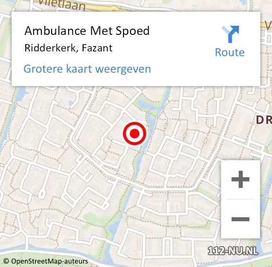 Locatie op kaart van de 112 melding: Ambulance Met Spoed Naar Ridderkerk, Fazant op 4 december 2023 05:58