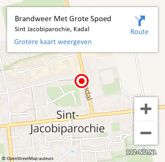 Locatie op kaart van de 112 melding: Brandweer Met Grote Spoed Naar Sint Jacobiparochie, Kadal op 4 december 2023 07:26