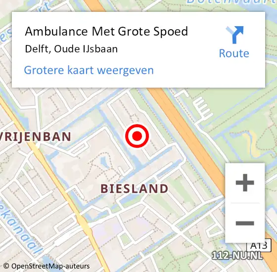 Locatie op kaart van de 112 melding: Ambulance Met Grote Spoed Naar Delft, Oude IJsbaan op 4 december 2023 08:31