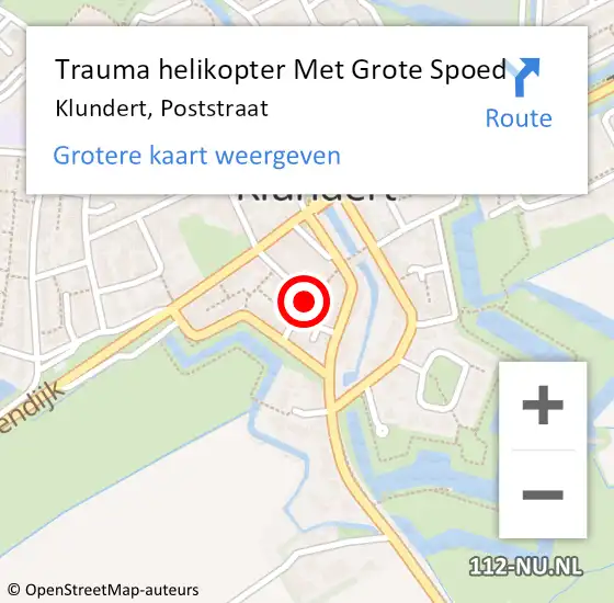 Locatie op kaart van de 112 melding: Trauma helikopter Met Grote Spoed Naar Klundert, Poststraat op 4 december 2023 09:28