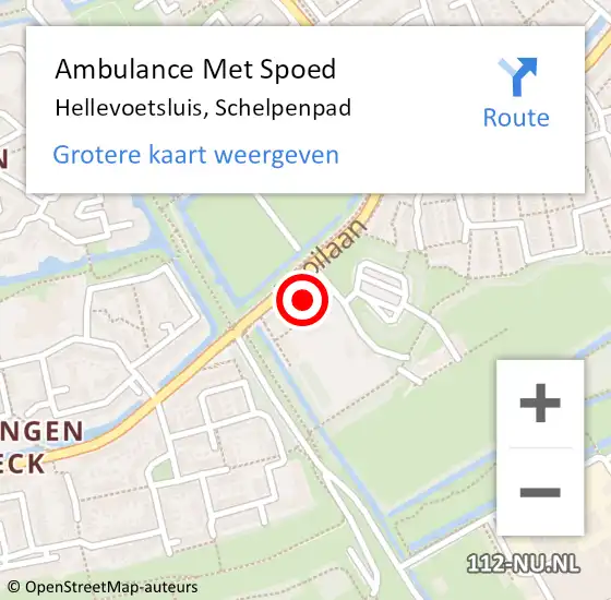 Locatie op kaart van de 112 melding: Ambulance Met Spoed Naar Hellevoetsluis, Schelpenpad op 4 december 2023 09:42