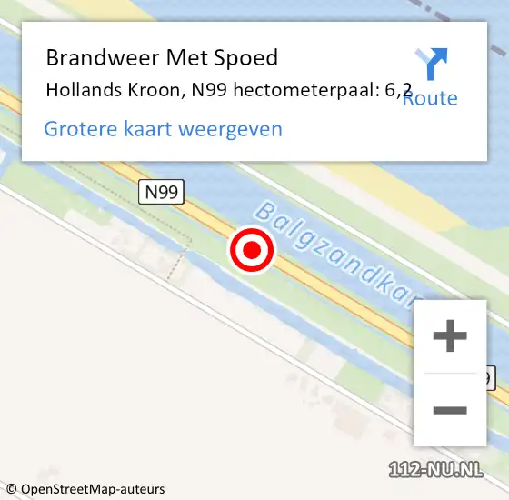 Locatie op kaart van de 112 melding: Brandweer Met Spoed Naar Hollands Kroon, N99 hectometerpaal: 6,2 op 4 december 2023 10:05