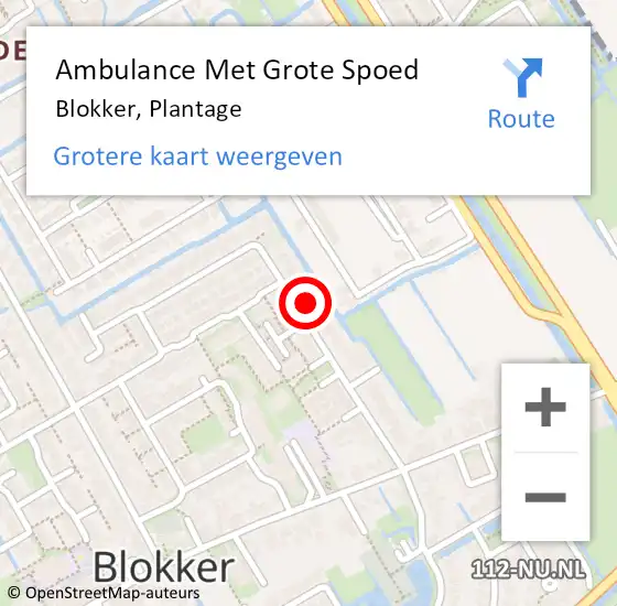 Locatie op kaart van de 112 melding: Ambulance Met Grote Spoed Naar Blokker, Plantage op 4 december 2023 10:07