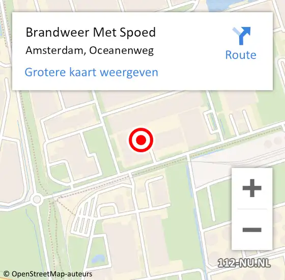 Locatie op kaart van de 112 melding: Brandweer Met Spoed Naar Amsterdam, Oceanenweg op 4 december 2023 10:08
