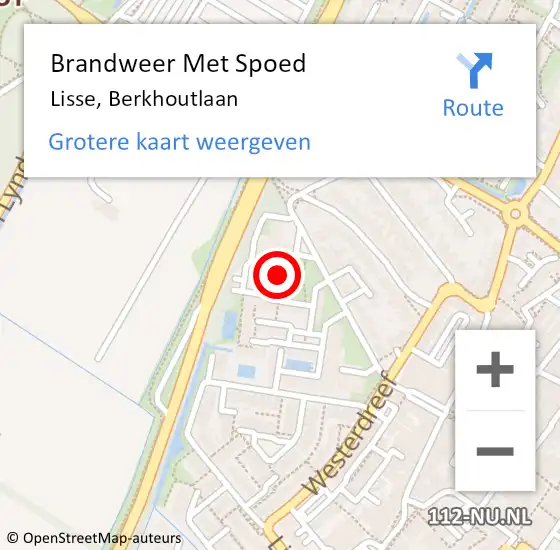 Locatie op kaart van de 112 melding: Brandweer Met Spoed Naar Lisse, Berkhoutlaan op 4 december 2023 10:31